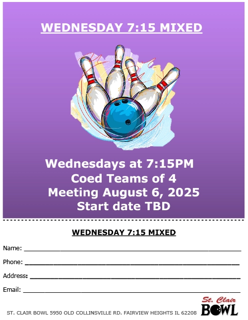Fall 2025 Wednesday 7:15 PM Mixed League