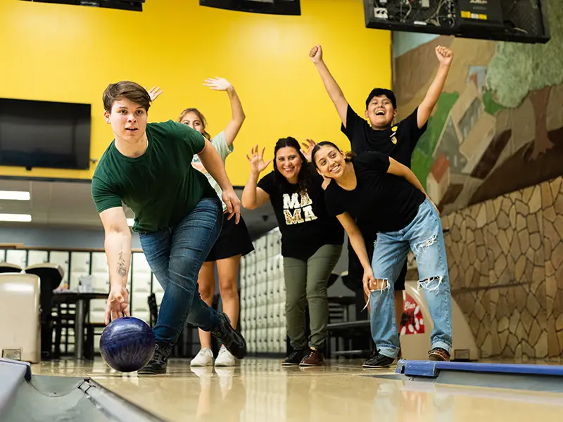 group of friends bowling for fun