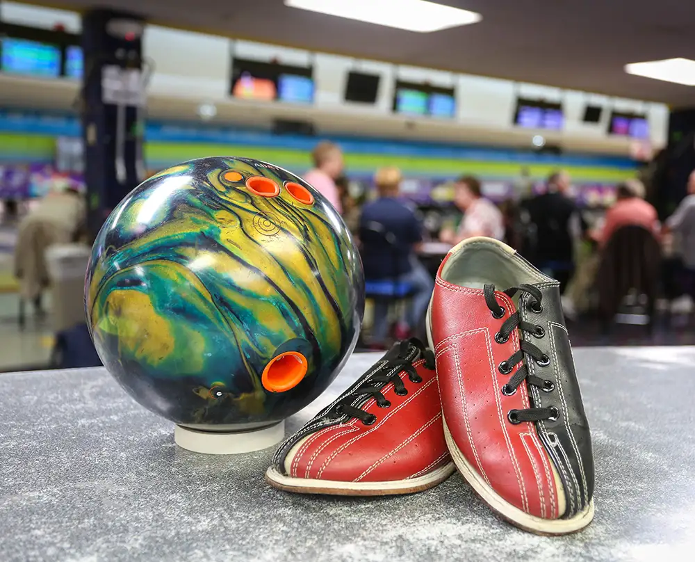 bowling ball and shoes