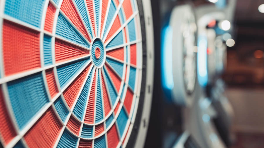Close-up of an electronic dartboard at St. Clair Bowl in Fairview Heights IL